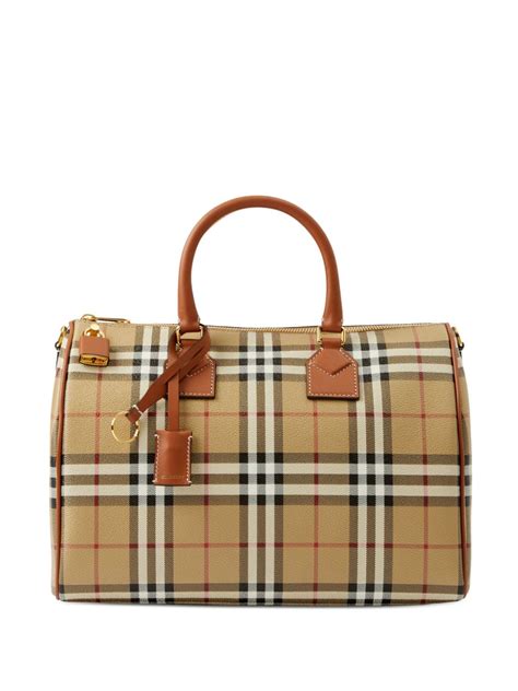 burberry silouhette bowler bag-rain and shine|Medium Check Bowling Bag in Archive beige/briar brown.